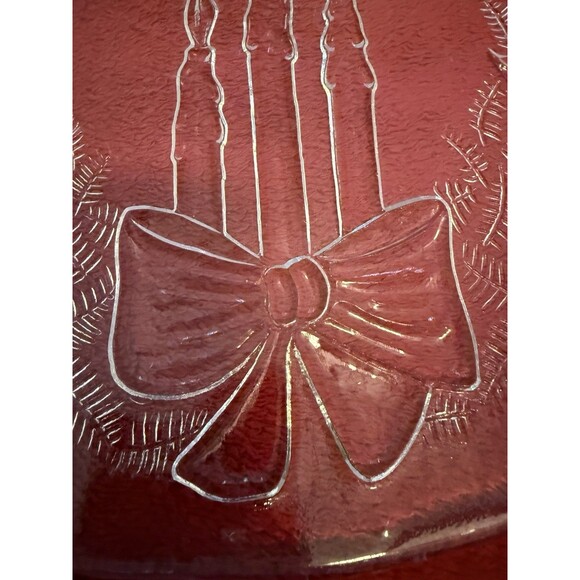 Christmas Vintage Pilgrim Glass Wreath Candle Holiday Serving Platter Plate 12.5 - Picture 6 of 10